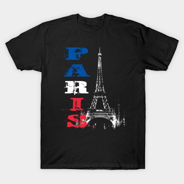 Eiffel Tower Grunge Silhouette T-Shirt by MetalByte